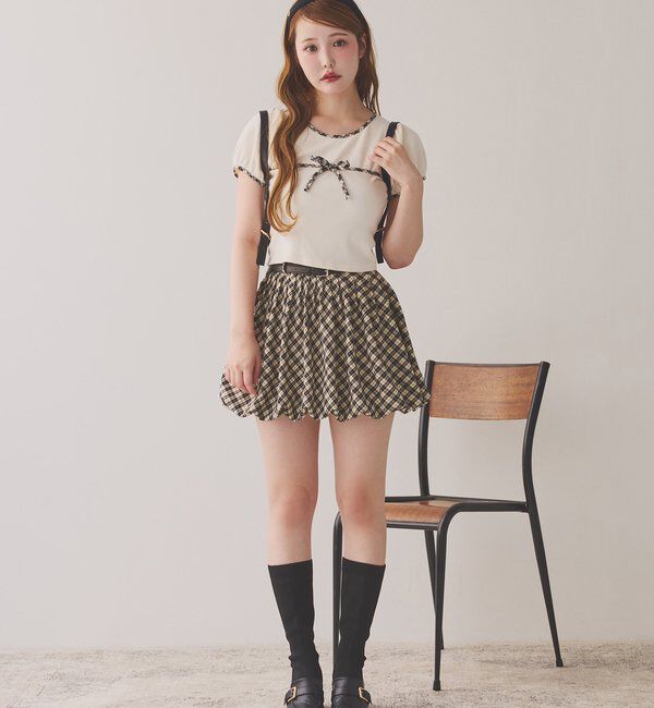  「ベルト付きプリーツバルーンミニスカート」|スカート|