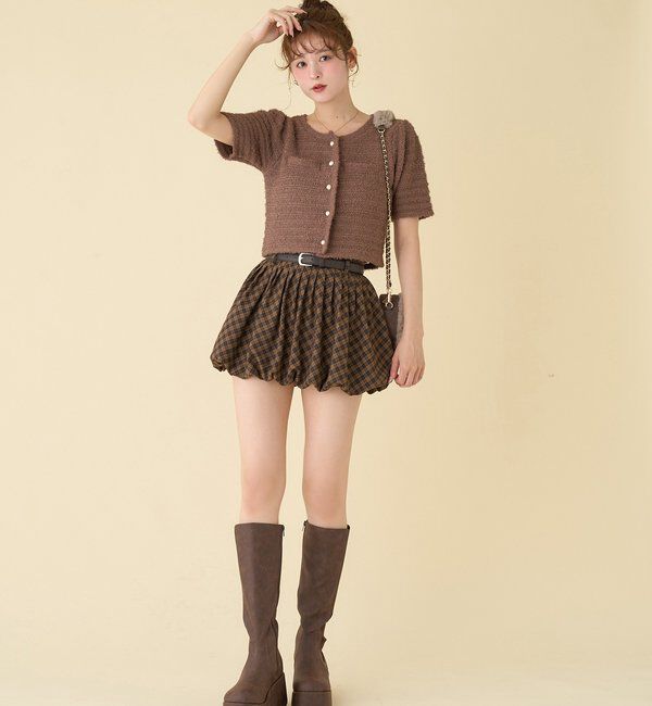  「ベルト付きプリーツバルーンミニスカート」|スカート|