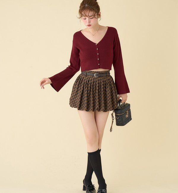  「ベルト付きプリーツバルーンミニスカート」|スカート|