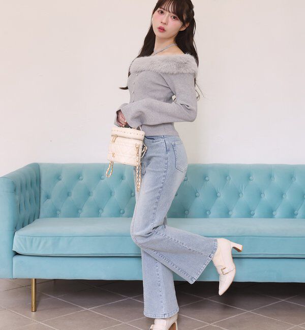  「後ろ刺繍美脚ストレッチフレアデニム」|その他|