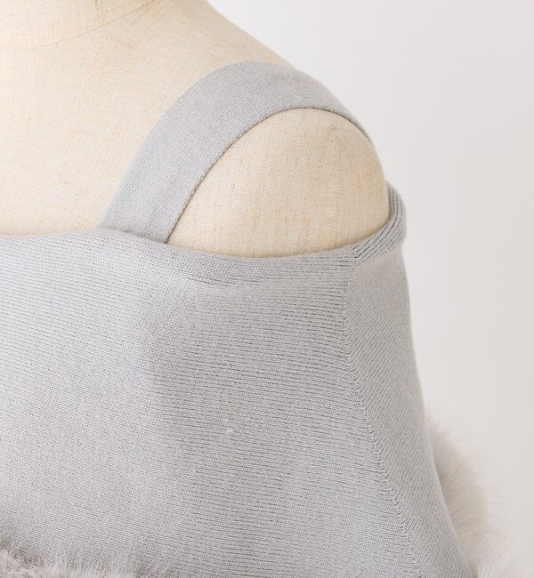  「リボン取り外し可能オフショルファーニットワンピース」|ワンピース|