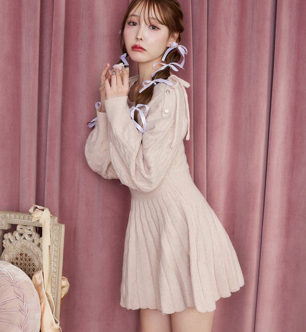  「ケーブルニットミニワンピ」|ワンピース|