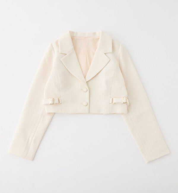  「サイドベルトツイードショートジャケット」|ダウンベスト・ベスト|