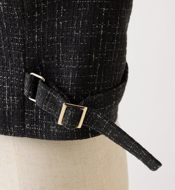  「サイドベルトツイードショートジャケット」|ダウンベスト・ベスト|