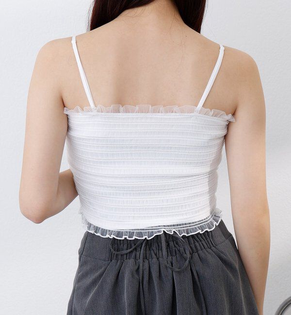  「肩リボン取り外し可能カップ付きシャーリングインナー」|プルオーバー|