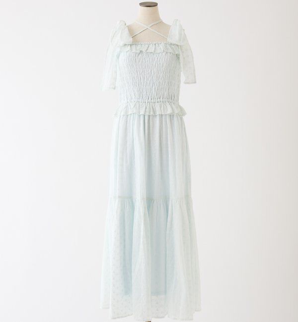  「【SMサイズ展開あり】肩リボンシャーリングワンピース」|ワンピース|