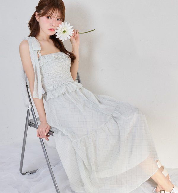  「【SMサイズ展開あり】肩リボンシャーリングワンピース」|ワンピース|