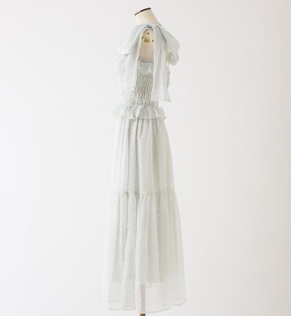  「【SMサイズ展開あり】肩リボンシャーリングワンピース」|ワンピース|