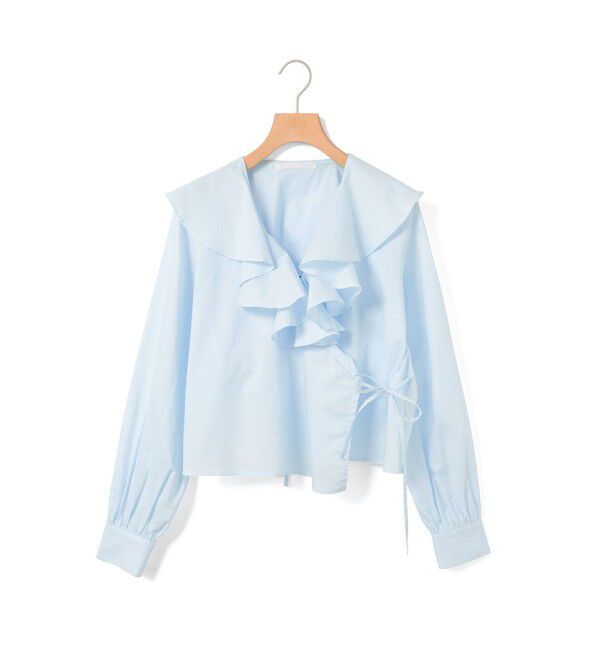 MARMARMAR「MARMARMAR ラッフルフリルカシュクールブラウス」|シャツ・ブラウス|サックス