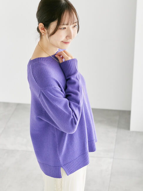 Te chichi TERRASSE「無地/ボーダーアソートもちもちニット」|ニット・セーター|パープル