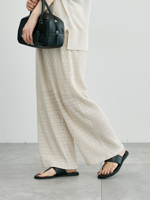 Lugnoncure「シャーリングレースカットパンツ」|その他|ベージュ