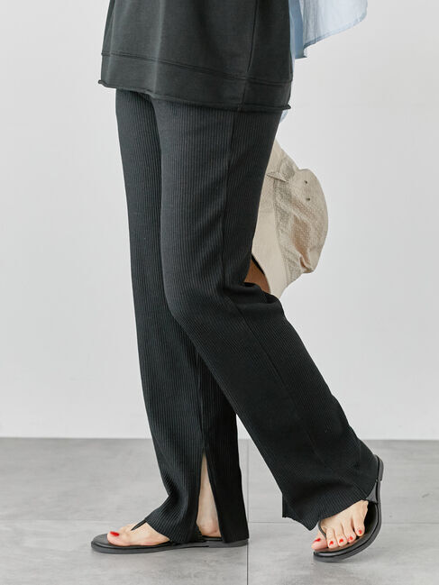 Lugnoncure「【セルフカット】リブカットパンツ《2025summer catalog item》」|その他|ブラック