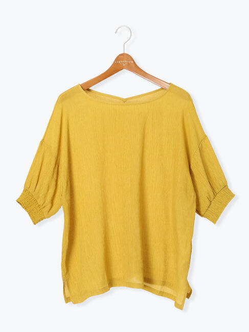 Lugnoncure「楊柳袖シャーリングブラウス」|シャツ・ブラウス|