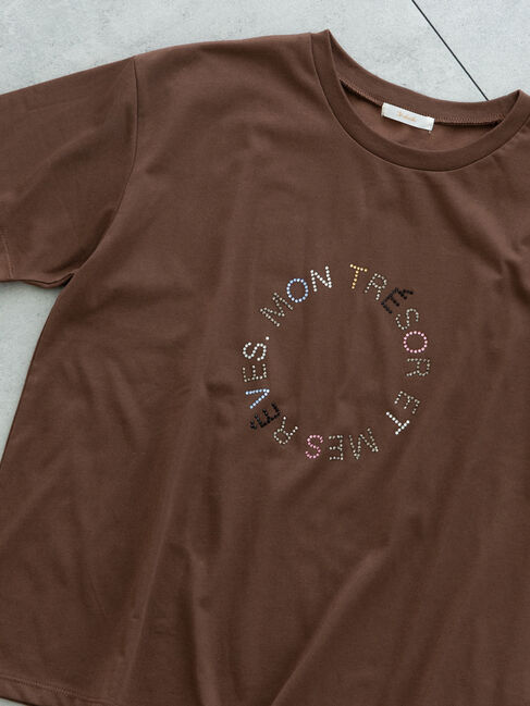 Te chichi「ラインストーンサークルロゴTシャツ」|Tシャツ・カットソー|ブラウン
