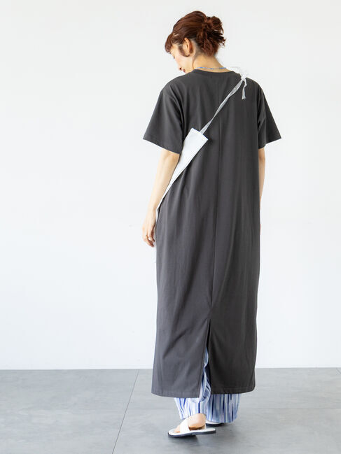 Lugnoncure「半袖カットワンピース」|ワンピース|チャコールグレー