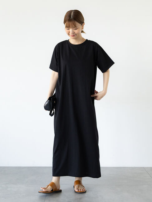 Lugnoncure「半袖カットワンピース」|ワンピース|ブラック