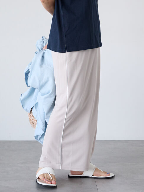 Lugnoncure「サイドラインジョーゼットナロースカート」|スカート|ベージュ