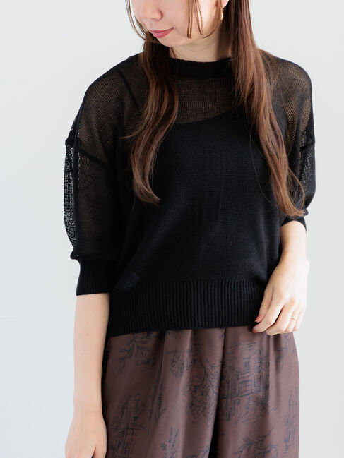 Te chichi「ペーパータッチヤーン2WAYメッシュニット」|ニット・セーター|ブラック