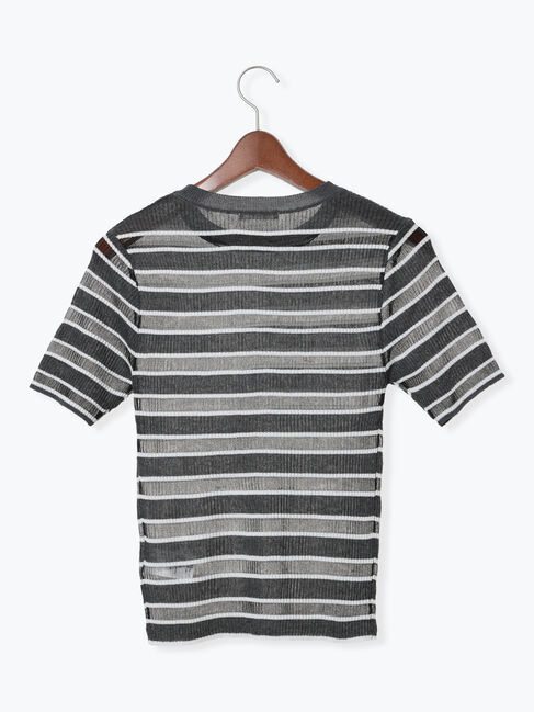 Te chichi「シアーマルチボーダーハーフスリーブニット」|ニット・セーター|