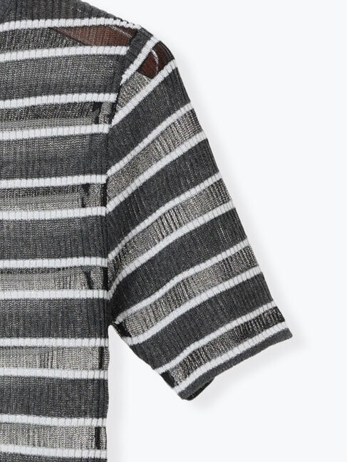 Te chichi「シアーマルチボーダーハーフスリーブニット」|ニット・セーター|