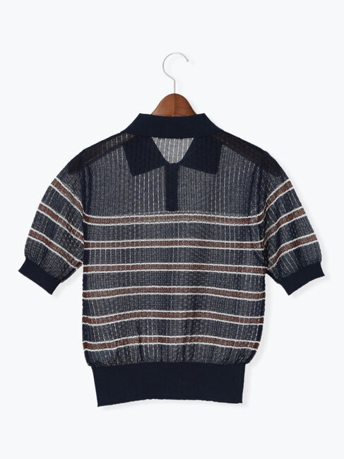 Te chichi「透かしマルチボーダーニットポロ」|ニット・セーター|
