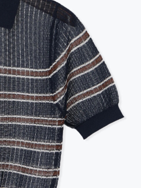 Te chichi「透かしマルチボーダーニットポロ」|ニット・セーター|