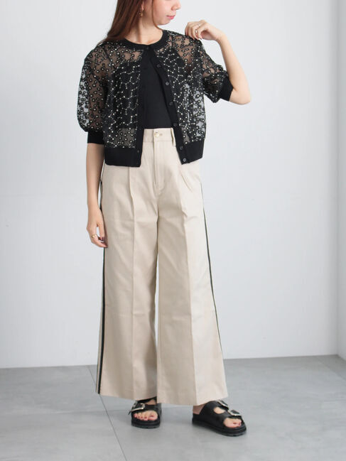 Te chichi「エンブロイダリー半袖クルーカーディガン」|カーディガン|