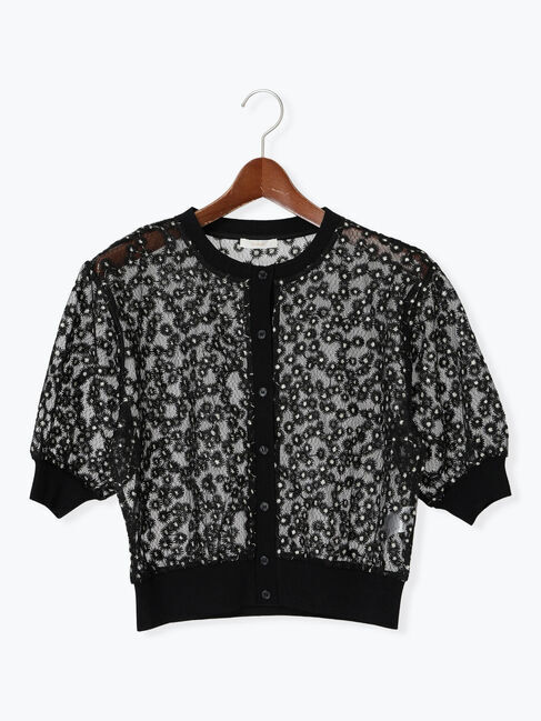 Te chichi「エンブロイダリー半袖クルーカーディガン」|カーディガン|