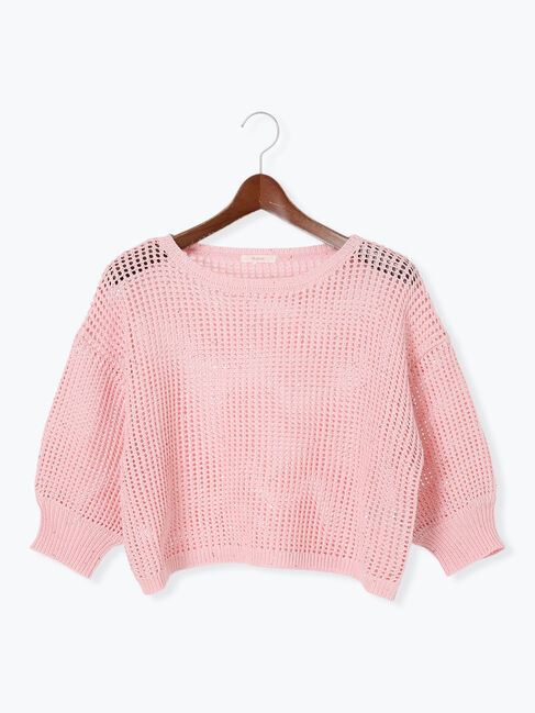 Te chichi「スパンコールメッシュハーフスリーブニット《2025Autumn catalog item》」|ニット・セーター|