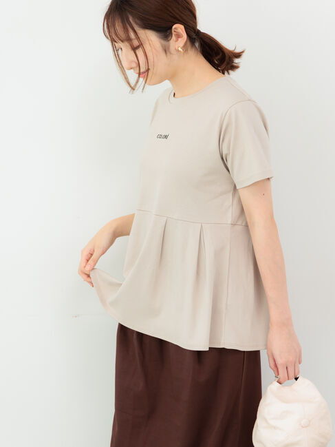 Te chichi TERRASSE「刺繍入りスムース切替トップス」|その他|ベージュ