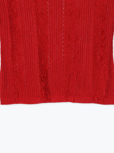 Te chichi「フリンジニットハーフスリーブトップス」|ニット・セーター|