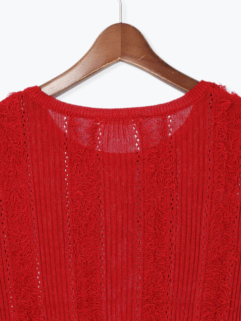 Te chichi「フリンジニットハーフスリーブトップス」|ニット・セーター|