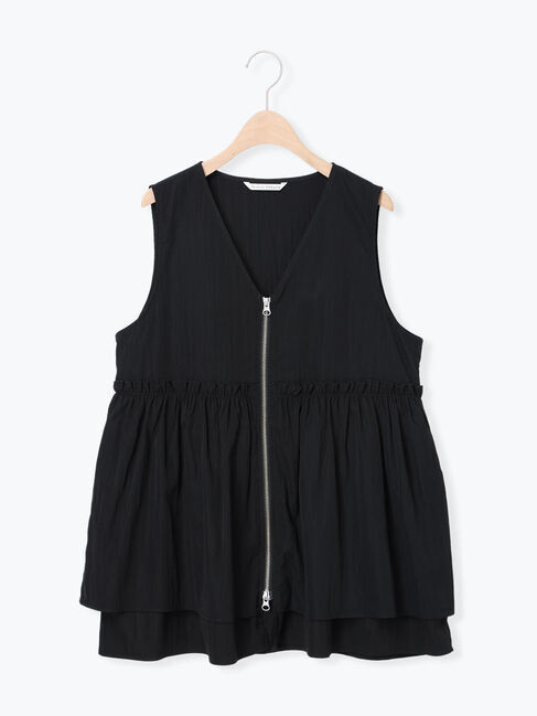 Te chichi TERRASSE「ナイロンペプラムベスト」|ダウンベスト・ベスト|ブラック