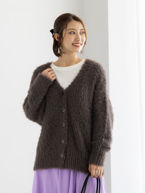 Te chichi「シャギーVネックカーディガン」|カーディガン|チャコールグレー