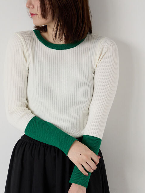 Te chichi TERRASSE「袖バイカラーリブニット」|ニット・セーター|