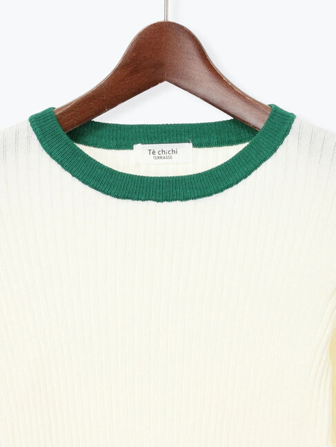 Te chichi TERRASSE「袖バイカラーリブニット」|ニット・セーター|