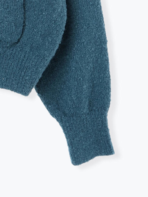 Te chichi TERRASSE「ブークレ金釦クルーネックカーディガン」|カーディガン|