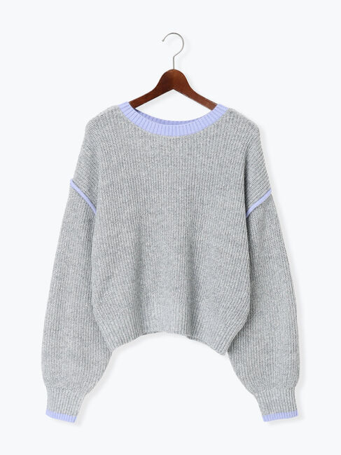 Te chichi TERRASSE「片畦配色クロップドモックネックニットプルオーバー」|ニット・セーター|グレー