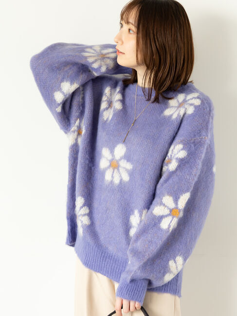 Te chichi TERRASSE「起毛花柄ジャカードニットプルオーバー」|ニット・セーター|