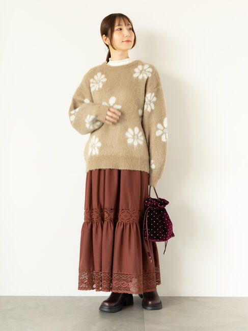 Te chichi TERRASSE「起毛花柄ジャカードニットプルオーバー」|ニット・セーター|