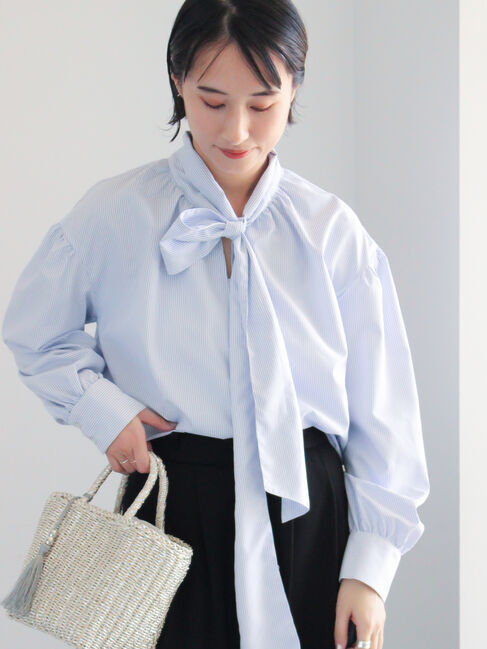Te chichi「ビッグボウタイブラウス」|シャツ・ブラウス|サックスブルー