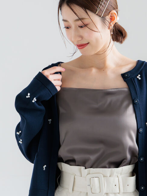 Te chichi「カットサテンカップ付きキャミソール《2026 spring catalog item》」|キャミソール|チャコールグレー