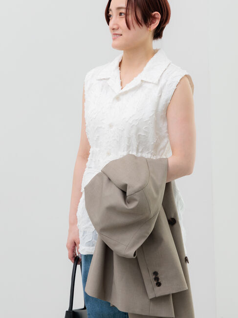 Te chichi「カットジャガードジレ」|ダウンベスト・ベスト|オフホワイト