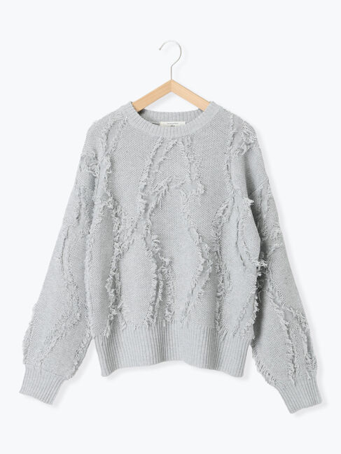 Samansa Mos2 blue「フリンジレースニットプルオーバー」|ニット・セーター|