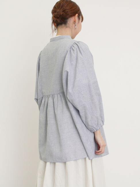 Samansa Mos2「切替ギャザーオーバーブラウス」|シャツ・ブラウス|