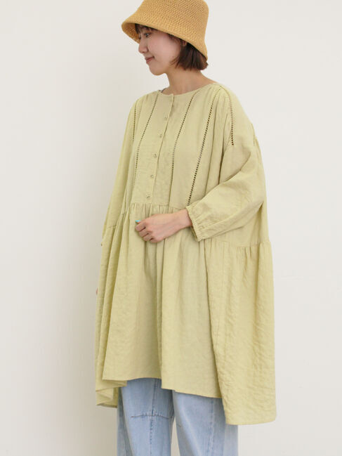 Samansa Mos2「はしごレースふんわりチュニック」|シャツ・ブラウス|