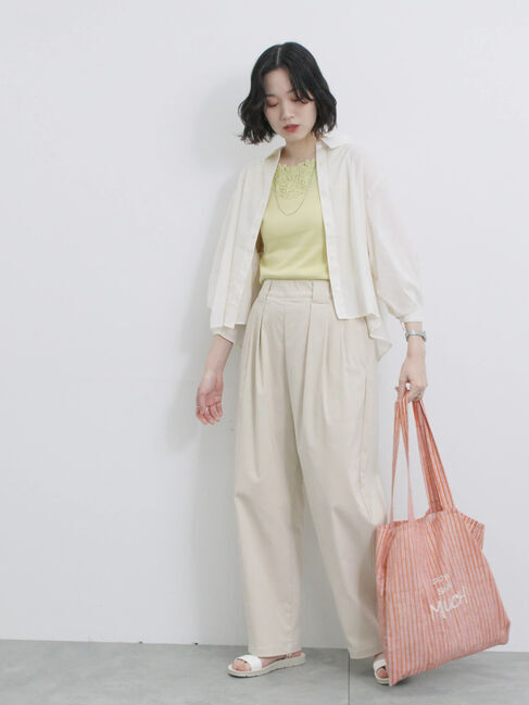 Samansa Mos2 blue「ショート丈シャーリングブラウス」|シャツ・ブラウス|