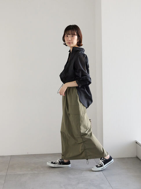 Samansa Mos2 blue「ナイロンカーゴスカート」|スカート|