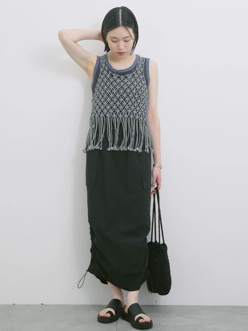 Samansa Mos2 blue「ナイロンカーゴスカート」|スカート|