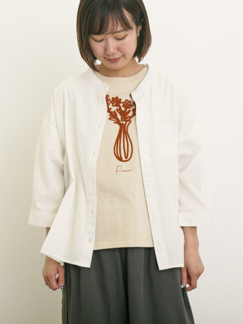 Samansa Mos2「バンドカラーゆるシャツ」|シャツ・ブラウス|オフホワイト